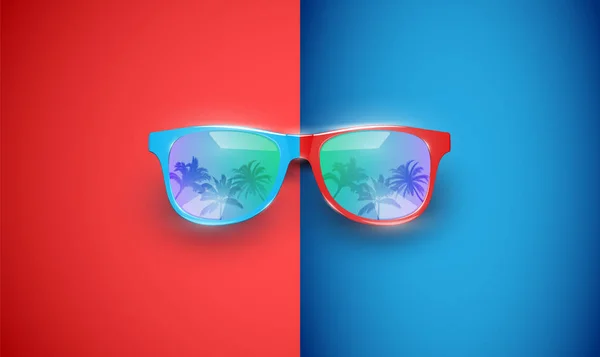 Realistic vector sunglasses on a colorful background, vector ill — Stock Vector