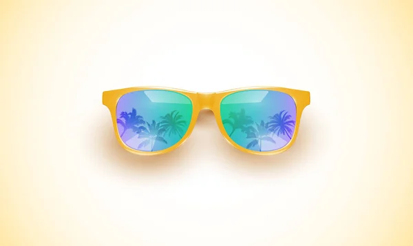 Gafas de sol vectoriales realistas sobre un fondo colorido, vector de mal — Vector de stock