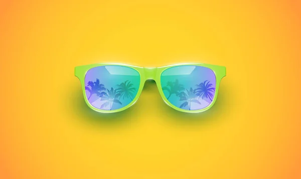 Gafas de sol vectoriales realistas sobre un fondo colorido, vector de mal — Vector de stock