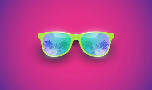 Gafas de sol vectoriales realistas sobre un fondo colorido, vector de mal — Vector de stock