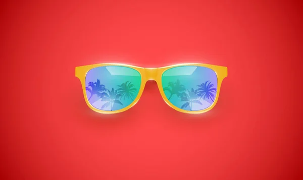 Gafas de sol vectoriales realistas sobre un fondo colorido, vector de mal — Vector de stock