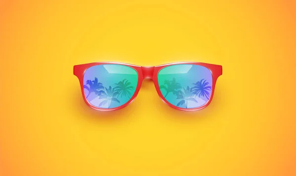 Gafas de sol vectoriales realistas sobre un fondo colorido, vector de mal — Vector de stock