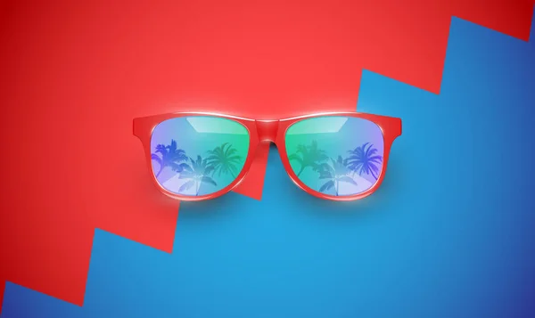 Gafas de sol vectoriales realistas sobre un fondo colorido, vector de mal — Vector de stock