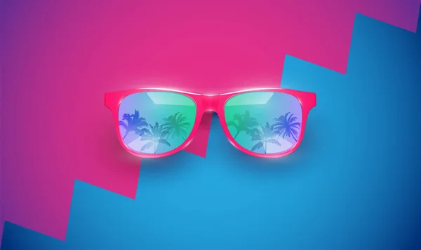 Gafas de sol vectoriales realistas sobre un fondo colorido, vector de mal — Vector de stock