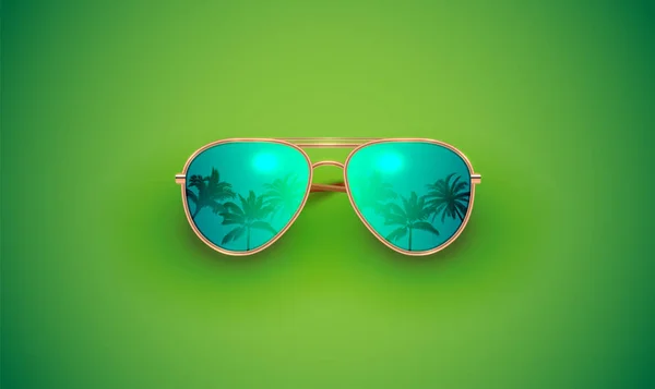 Gafas de sol vectoriales realistas sobre un fondo colorido, vector de mal — Vector de stock