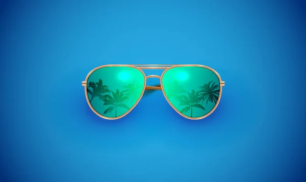 Gafas de sol vectoriales realistas sobre un fondo colorido, vector de mal — Vector de stock