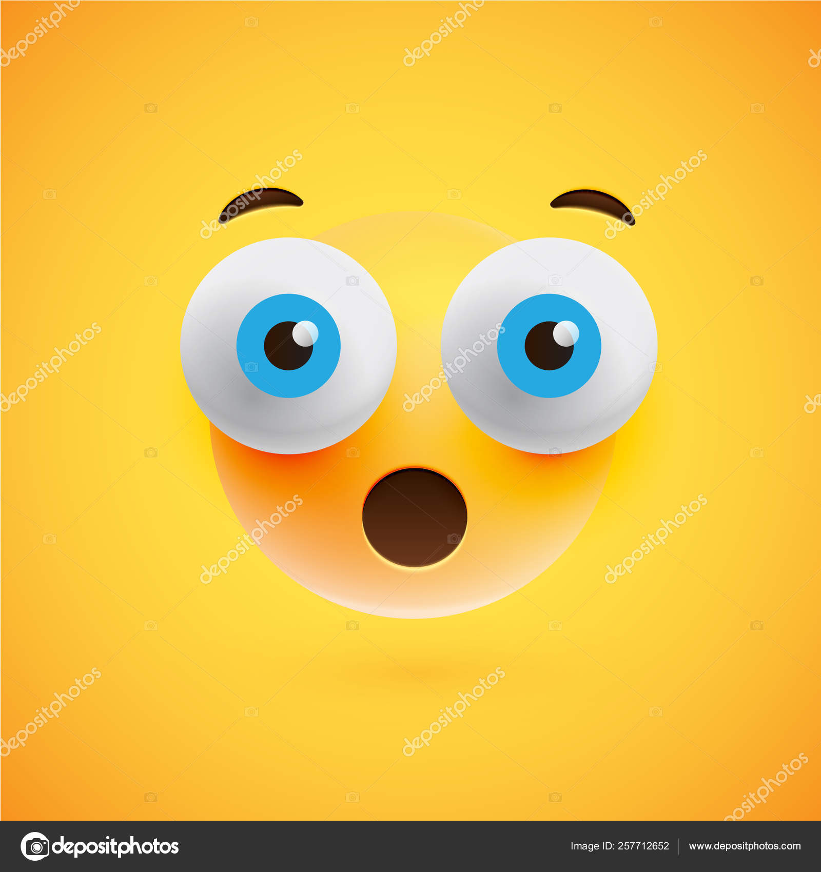 在黄色背景前的逼真的黄色表情符号, 图库矢量图©Seby87 257712652