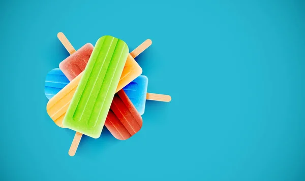 Helados coloridos sobre fondo azul, ilustración vectorial — Vector de stock