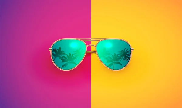 Realistic vector sunglasses on a colorful background, vector ill — Stock Vector