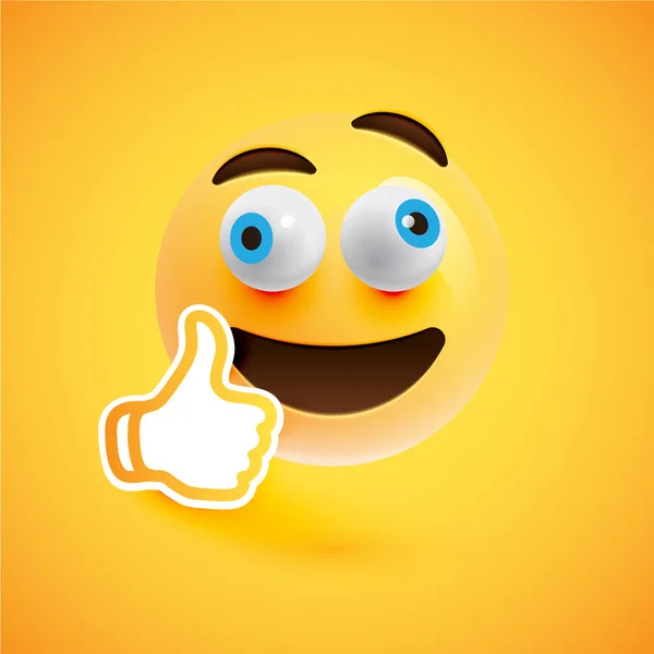 Emoticon with thumbs up, vector illustration — Stock Vector