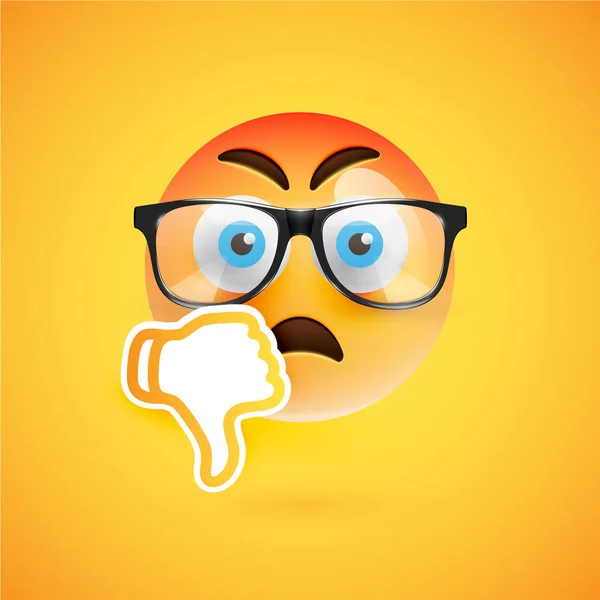 Emoticon with thumbs down, vector illustration — Stock Vector