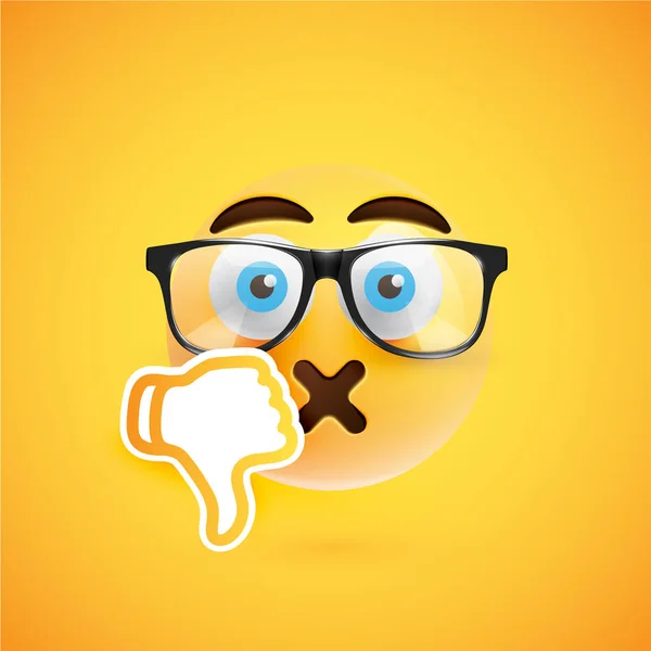 Emoticon con pulgares hacia abajo, ilustración vectorial — Vector de stock