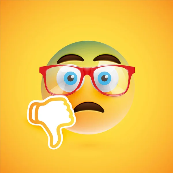 Emoticon with thumbs down, vector illustration — Stock Vector