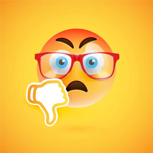 Emoticon with thumbs down, vector illustration — Stock Vector