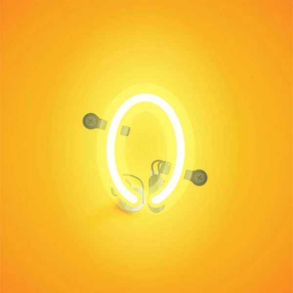 Yellow realistic neon character with wires and console from a fo — Stock Vector