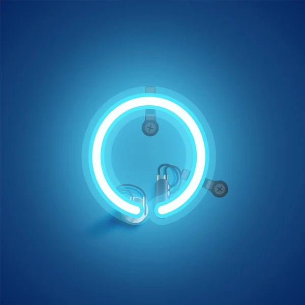 Modrá realistická neonová postava s dráty a konzolou z písma — Stockový vektor