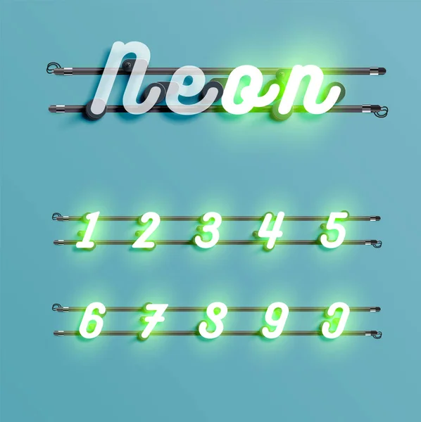 Realistické neonové písmo s dráty a konzole, vektorové ilustrace — Stockový vektor