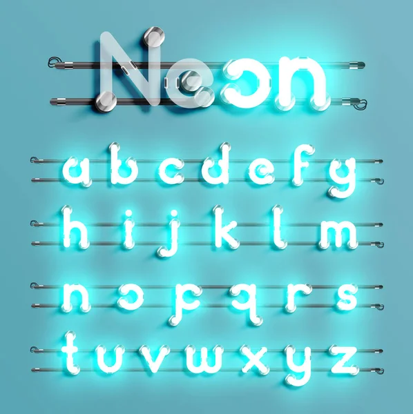 Telleri ve konsol, vektör çizim ile gerçekçi neon yazı tipi — Stok Vektör