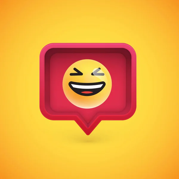 Funny 3D emoticon in 3D speech bubble, vector illustration — Stock Vector