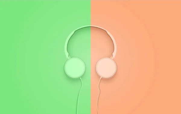 Auriculares realistas divididos en 3D en colores pastel con cables — Vector de stock