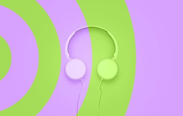 Fones de ouvido coloridos pastel realistas 3D divididos com fios — Vetor de Stock