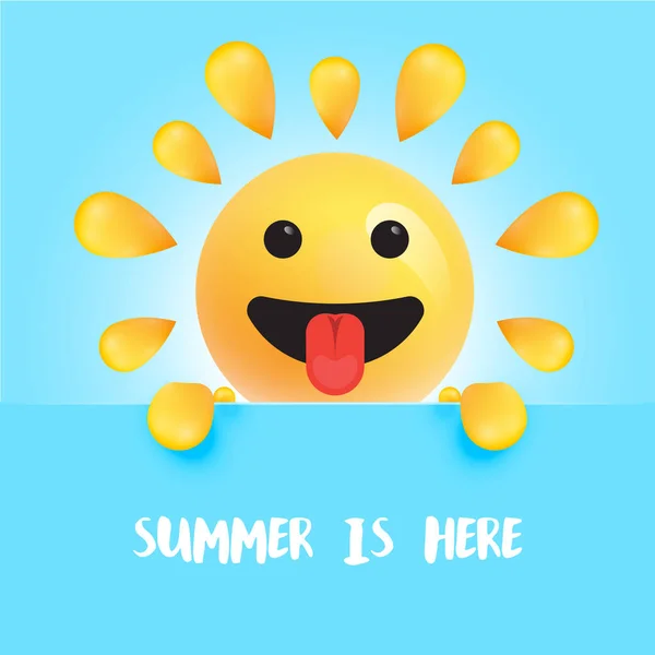 Funny sun-smiley avec le titre "" l'été est là ", illustration vectorielle — Image vectorielle