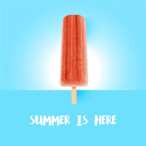 Gelo colorido realista com título 'O verão está aqui', ilustração vetorial — Vetor de Stock