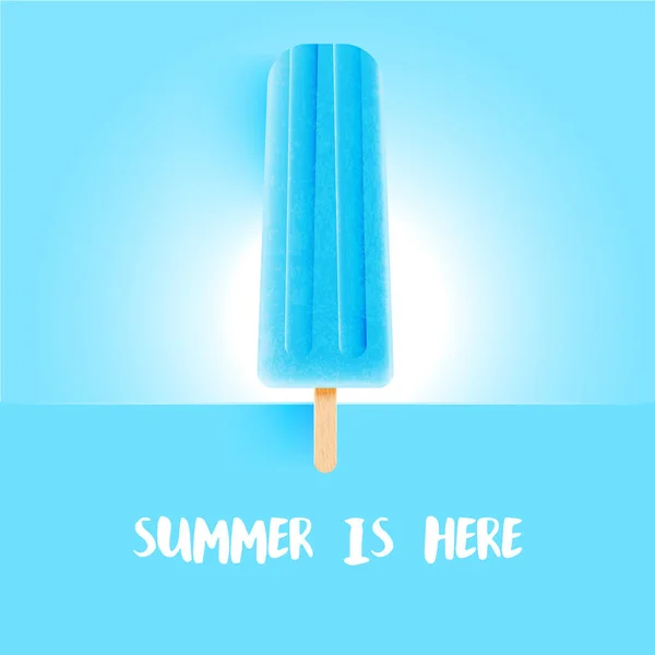 Realistische kleurrijke ijs met ' Summer is here ' titel, vector illustratie — Stockvector