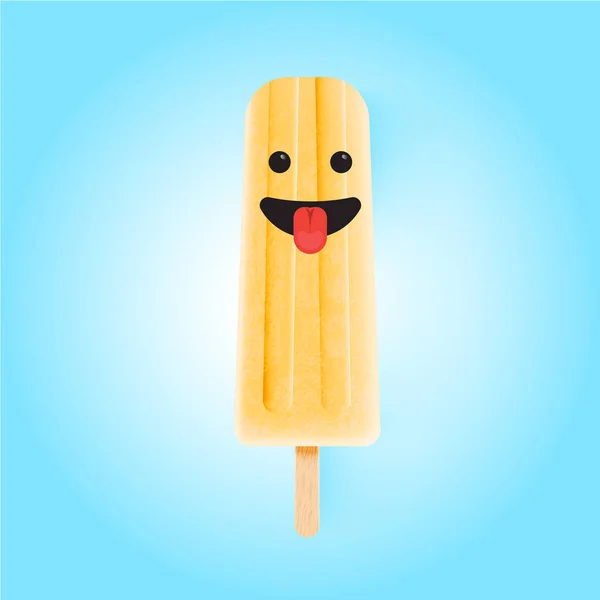 Funny emoticons on realistic icecream illustration, vector illustration — Stock Vector