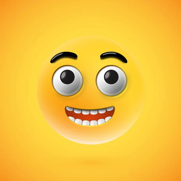 Highly detailed happy emoticon, vector illustration — Stock Vector