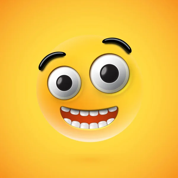 Emoticon feliz altamente detalhado, ilustração vetorial — Vetor de Stock