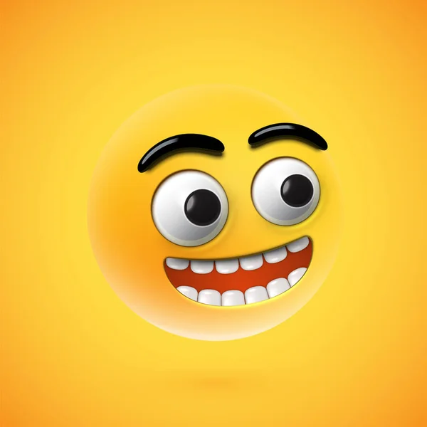 Emoticon felice altamente dettagliato, illustrazione vettoriale — Vettoriale Stock