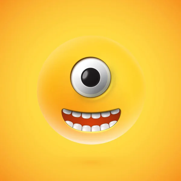 Highly detailed happy emoticon, vector illustration — Stock Vector