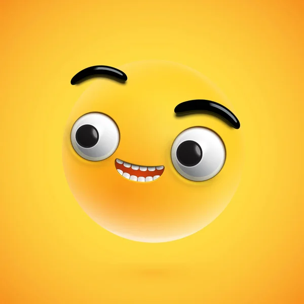 Emoticon feliz altamente detalhado, ilustração vetorial — Vetor de Stock