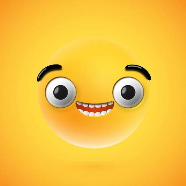 Emoticono feliz altamente detallado, ilustración del vector — Vector de stock