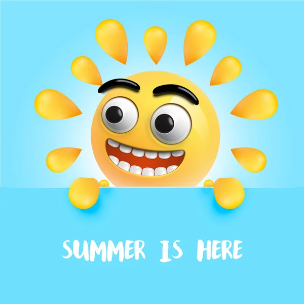 Mycket detaljerade Happy Sunny emoticon, vektor illustration — Stock vektor