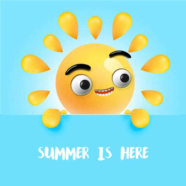 Mycket detaljerade Happy Sunny emoticon, vektor illustration — Stock vektor