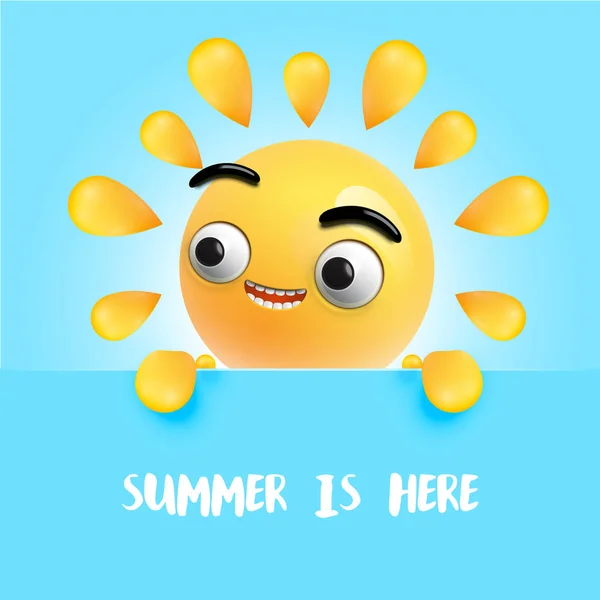 Mycket detaljerade Happy Sunny emoticon, vektor illustration — Stock vektor