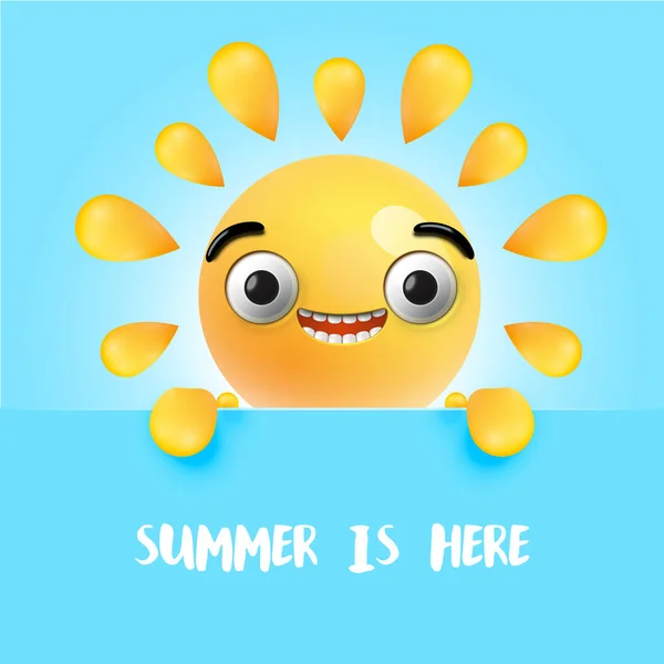 Mycket detaljerade Happy Sunny emoticon, vektor illustration — Stock vektor