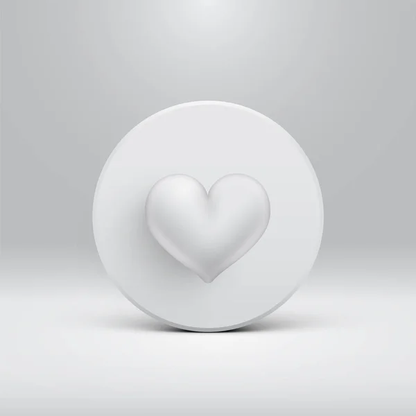 Hoch detailliertes 3D-Herz auf einer Scheibe, Vektorillustration — Stockvektor