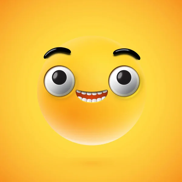 Emoticon felice altamente dettagliato, illustrazione vettoriale — Vettoriale Stock