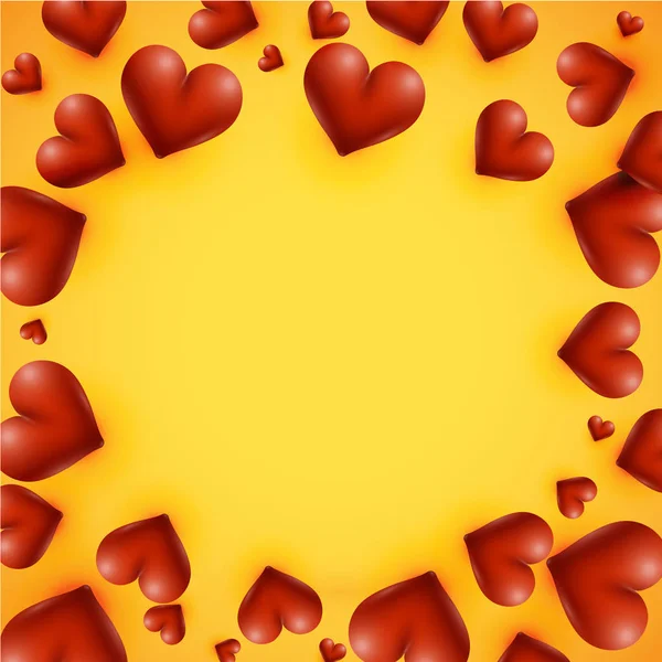 Hoge gedetailleerde harten op een gele achtergrond, vector illustratie — Stockvector