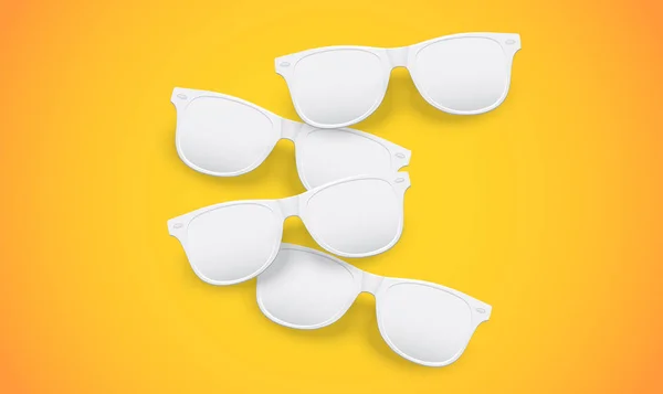 Üres fehér napszemüveg a sárga háttér, vektoros illusztráció — Stock Vector
