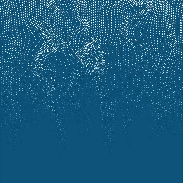 Wellenförmige abstrakte Punkte und Linien wirbeln auf blauem Hintergrund, Vektor il — Stockvektor