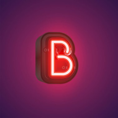 Konsollu bir kümeden gerçekçi neon karakter, vektör çizimi