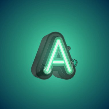 Konsollu bir kümeden gerçekçi neon karakter, vektör çizimi