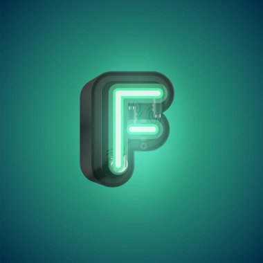 Konsollu bir kümeden gerçekçi neon karakter, vektör çizimi