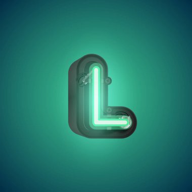 Konsollu bir kümeden gerçekçi neon karakter, vektör çizimi