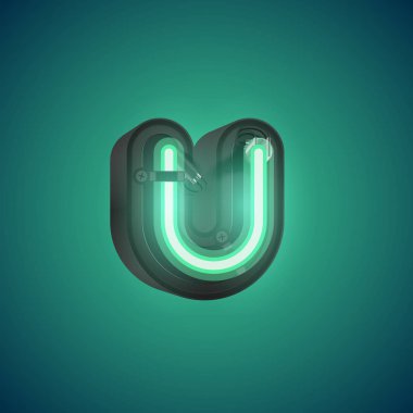 Konsollu bir kümeden gerçekçi neon karakter, vektör çizimi