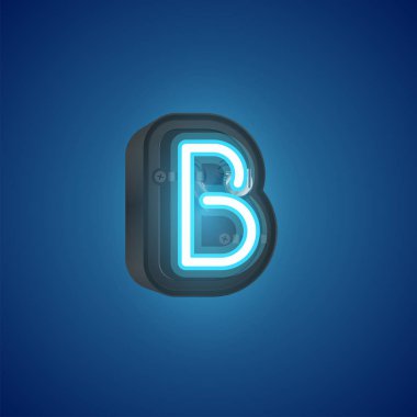 Konsollu bir kümeden gerçekçi neon karakter, vektör çizimi